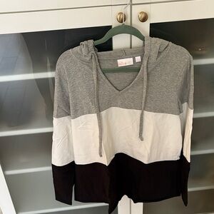 NEW Belle by Kim Gravel Color Block Hoodie Sweater